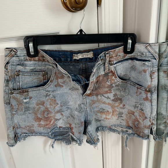 Free People Distressed High-waisted Denim Shorts. - Picture 4 of 4
